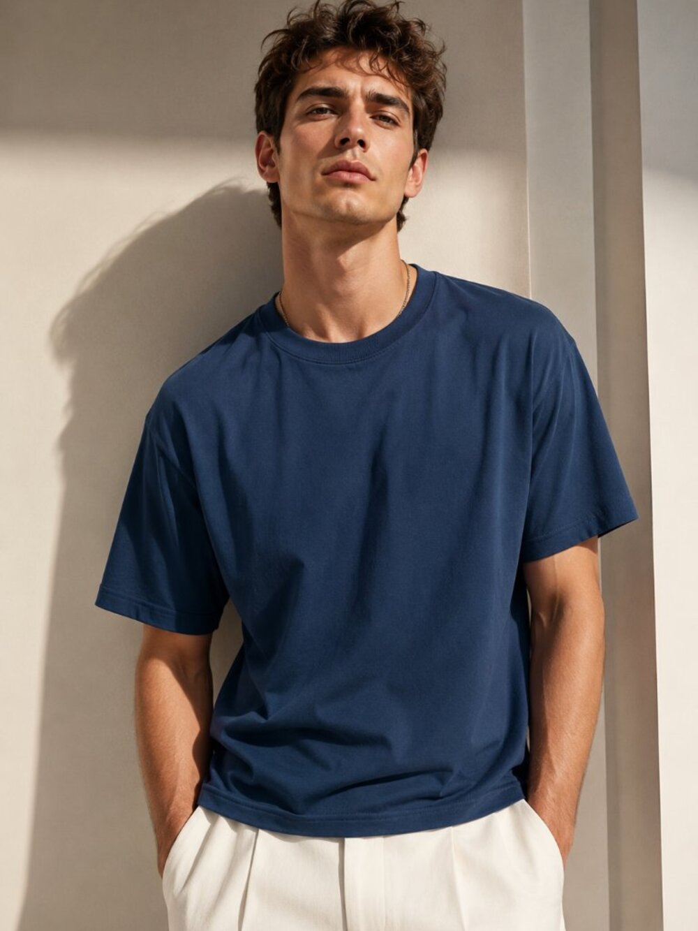 Manfinity Men's Blue Performance Crew Neck Stretch T-Shirt Size Medium Casual